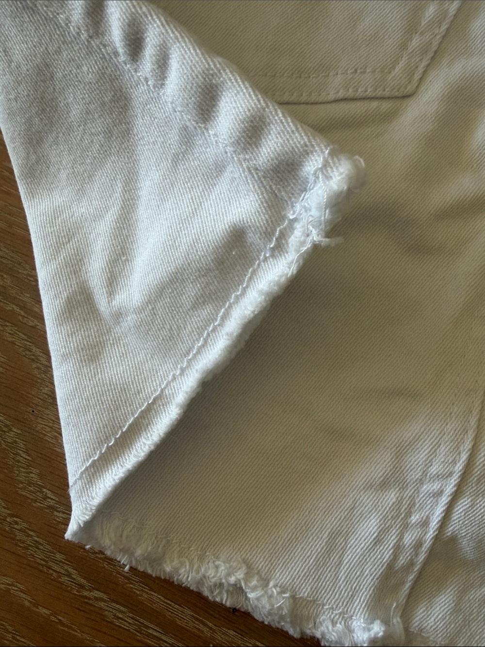 Zenana White Denim Mini Skirt with Frayed Hem - Picture 4 of 5